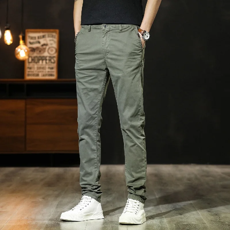 Men's pants taupe shade-Men's Cotton Mid Waist Zipper Fly Closure Plain Casual Wear Pants