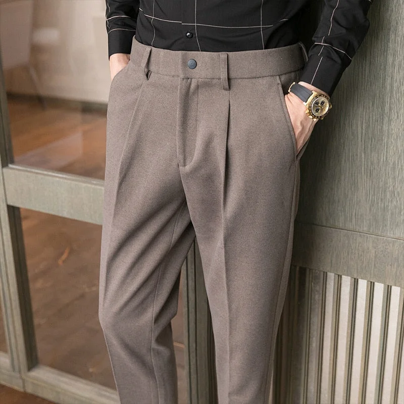 Men's pants with ageless comfort-Men's Cotton Zipper Fly Closure Plain Pattern Casual Wear Pants