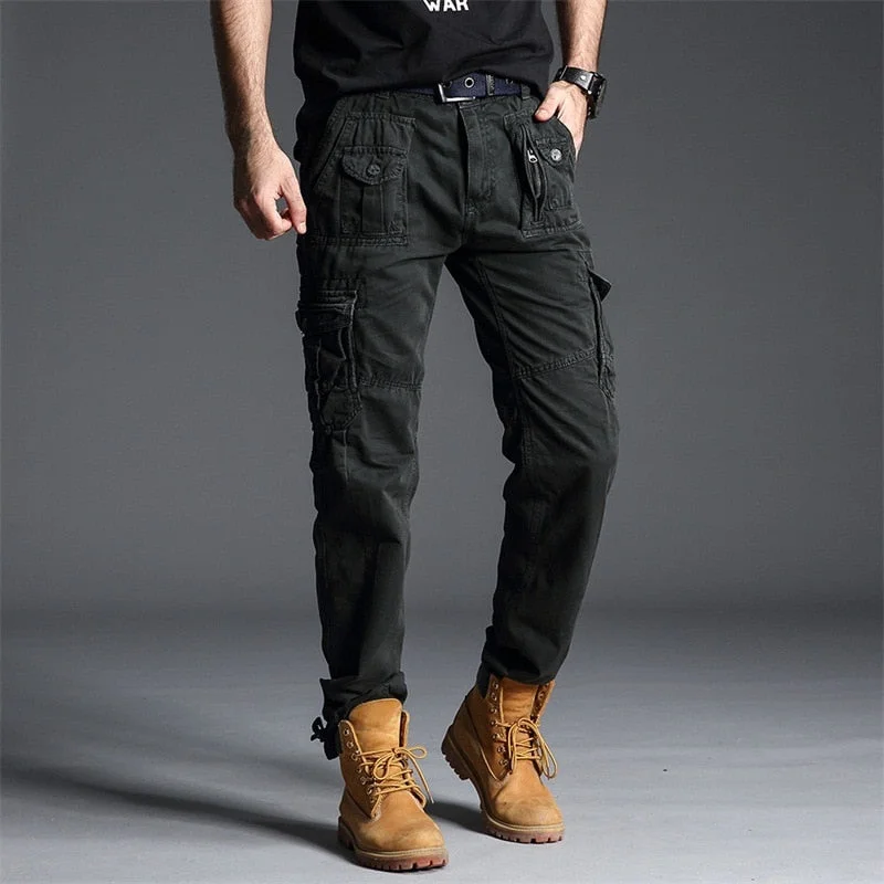 Men's pants with plain style-Men's Polyester Mid Waist Full Length Zipper Fly Casual Trousers