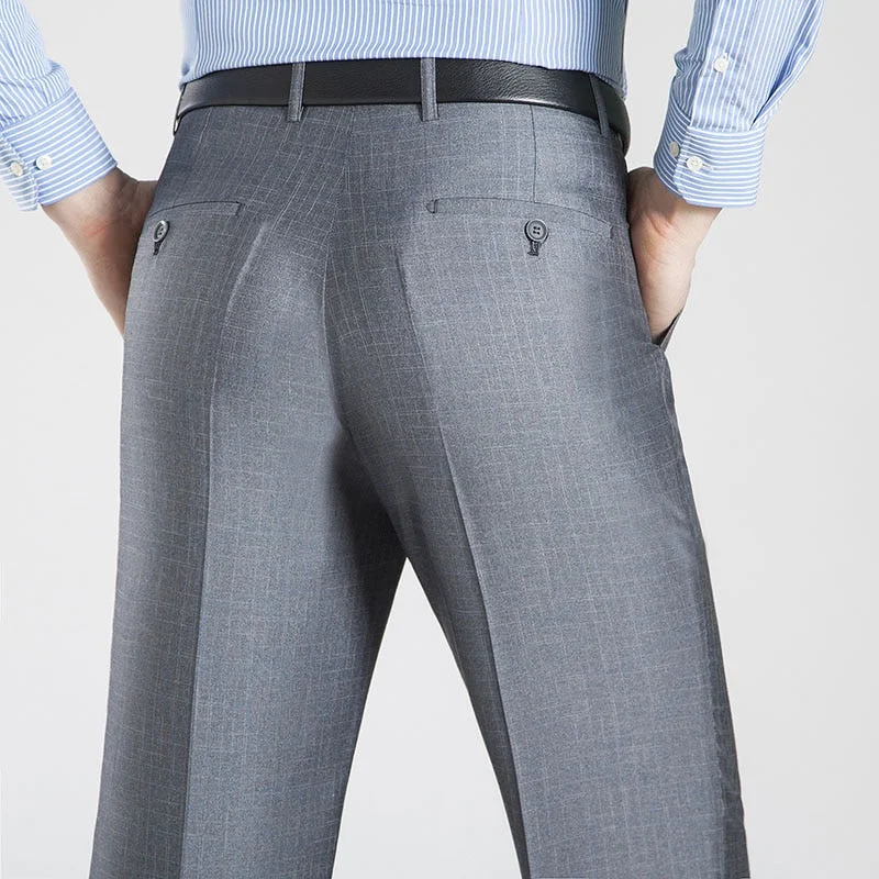 Men's pants with open weave-Men's Polyester Zipper Fly Closure Full Length Formal Wear Pants