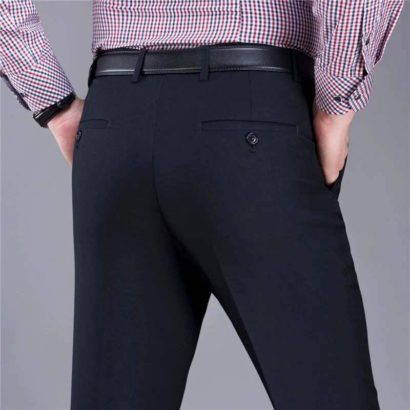 Men's pants for town fashion-Men's Polyester Zipper Fly Closure Full Length Formal Wear Pants