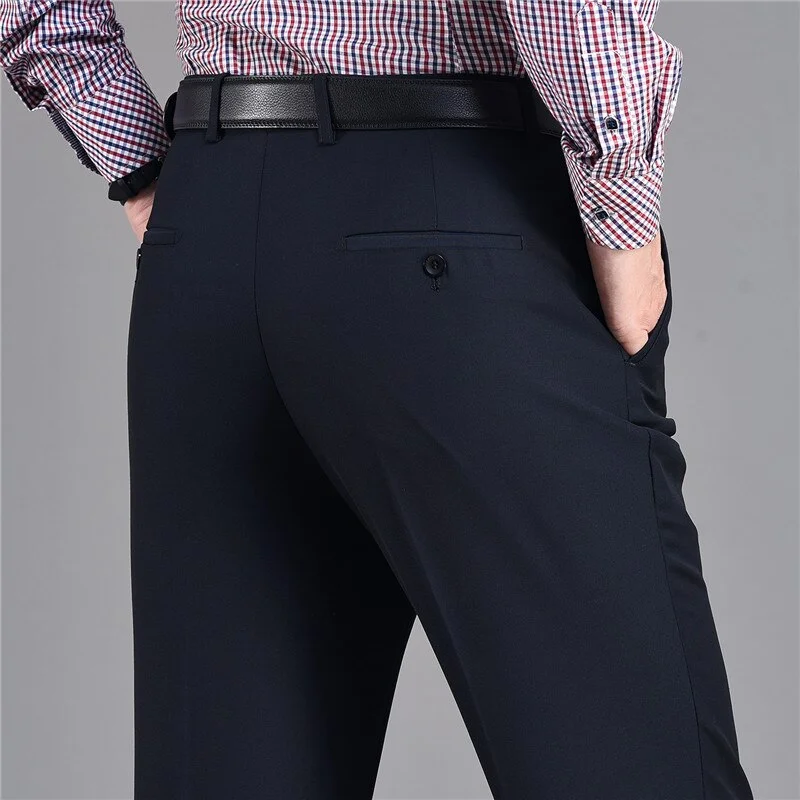 Men's pants for wild tones-Men's Polyester Zipper Fly Closure Full Length Formal Wear Pants