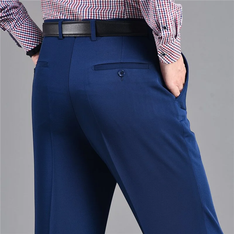 Men's pants with firm comfort-Men's Polyester Zipper Fly Closure Full Length Formal Wear Pants