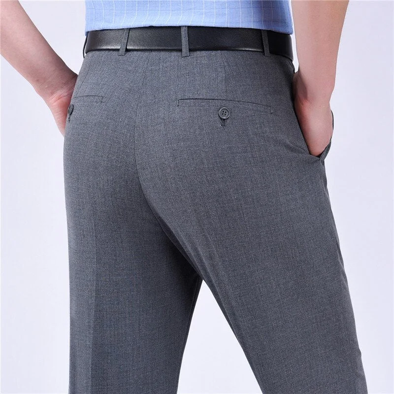 Men's pants with vivid design-Men's Polyester Zipper Fly Closure Full Length Formal Wear Pants