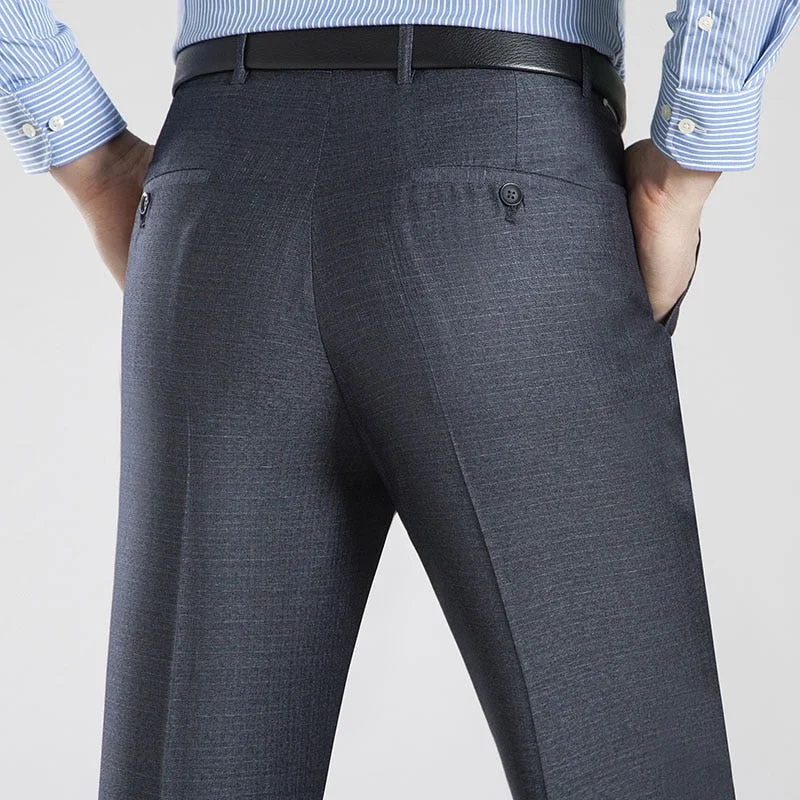 Men's pants for wild design-Men's Polyester Zipper Fly Closure Full Length Formal Wear Pants