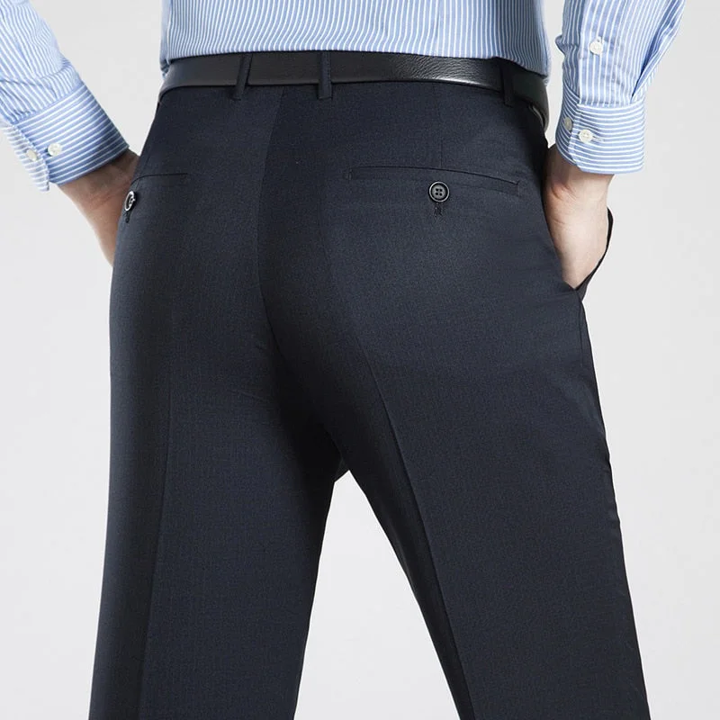 Men's pants for light design-Men's Polyester Zipper Fly Closure Full Length Formal Wear Pants