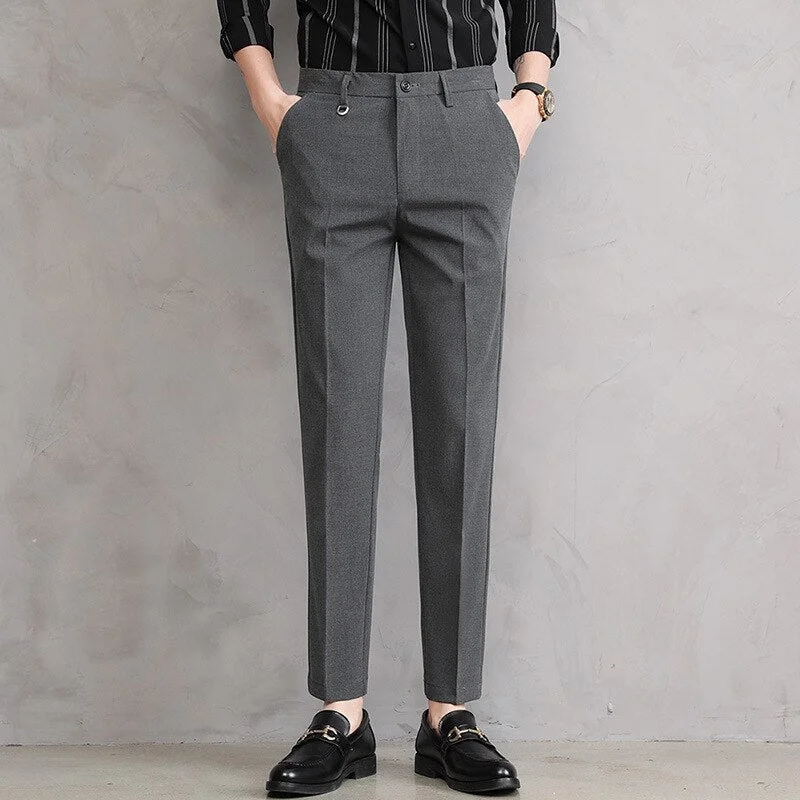 Men's pants for drizzle-Men's Polyester Zipper Fly Closure Plain Pattern Casual Pants