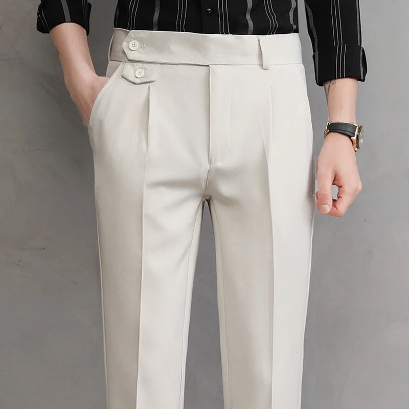 Men's pants for every day-Men's Polyester Zipper Fly Closure Plain Pattern Casual Pants