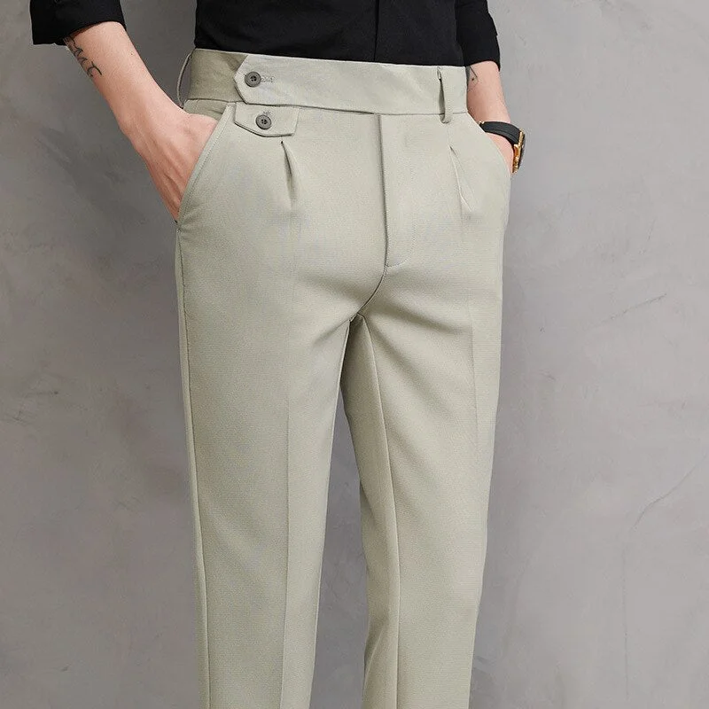 Men's pants for grunge style-Men's Polyester Zipper Fly Closure Plain Pattern Casual Pants