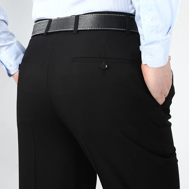 Men's pants for rugged wear-Men's Polyester Zipper Fly Closure Slim Fit Plain Classic Pant