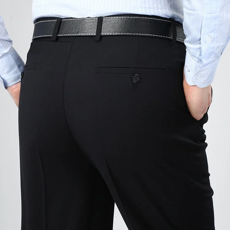 Men's pants for fresh style-Men's Polyester Zipper Fly Closure Slim Fit Plain Classic Pant