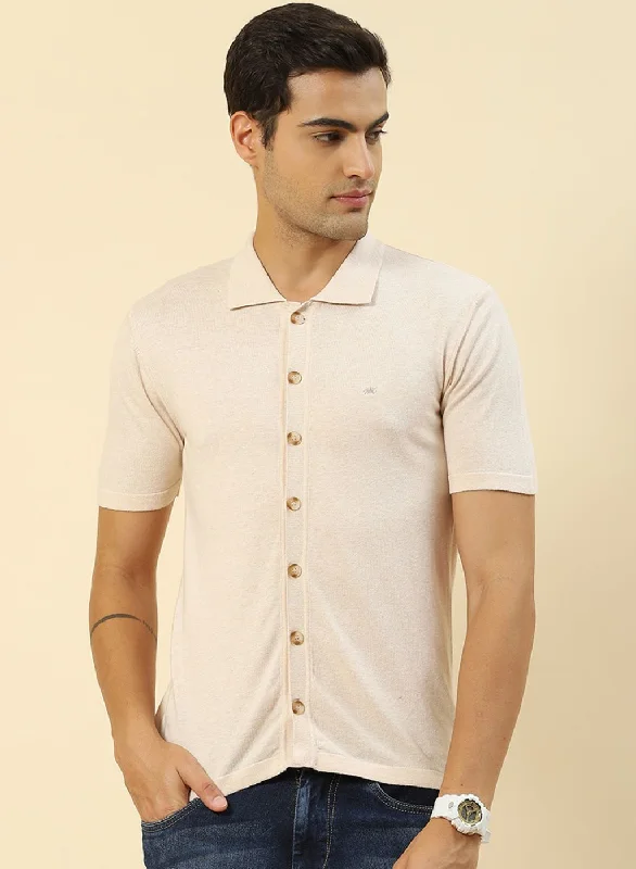 comfortable short sleeve t-shirts for all-day wear -Men Beige Plain T-Shirt