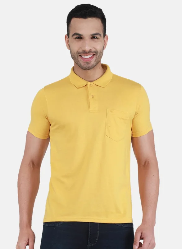 casual and comfortable short sleeve shirts for men -Men Gold Solid T-Shirt