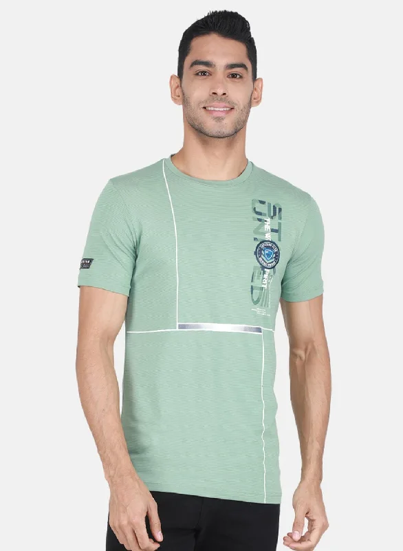 high-quality short sleeve shirts for hot summer days -Men Green Printed T-Shirt