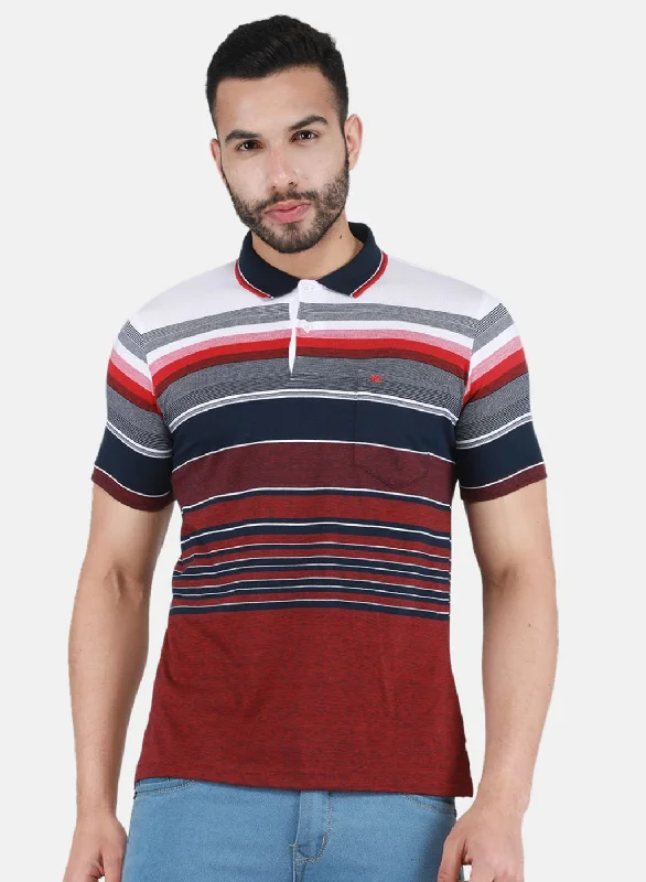 men’s classic short sleeve shirts with patterns -Men Maroon Printed T-Shirt