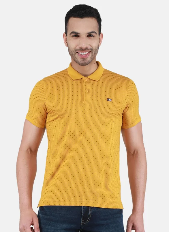 stylish and comfortable short sleeve shirts for men -Men Mustard Printed T-Shirt