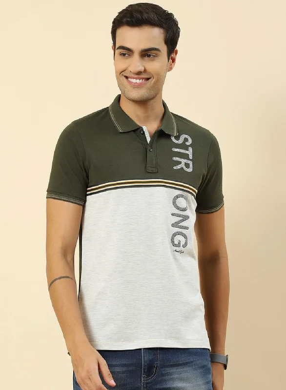 cool short sleeve shirts for every day -Men Olive Printed T-Shirt