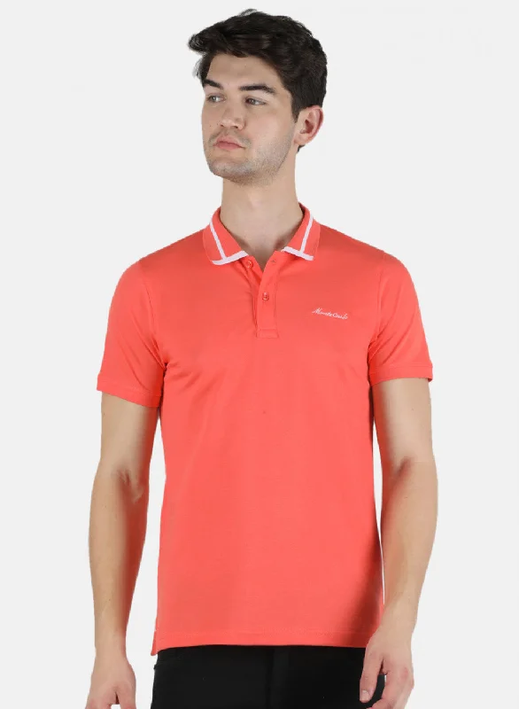 trendy short sleeve shirts for gym wear -Men Peach Plain T-Shirt