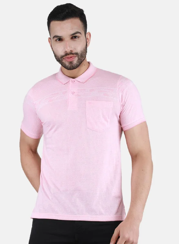 premium cotton short sleeve shirts for men -Men Pink Printed T-Shirt