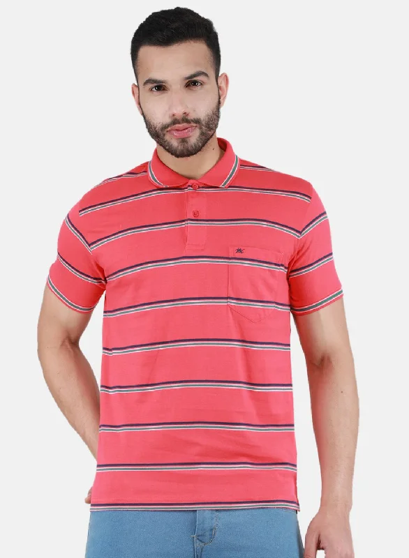 stylish printed short sleeve shirts for hot weather -Men Red Printed T-Shirt