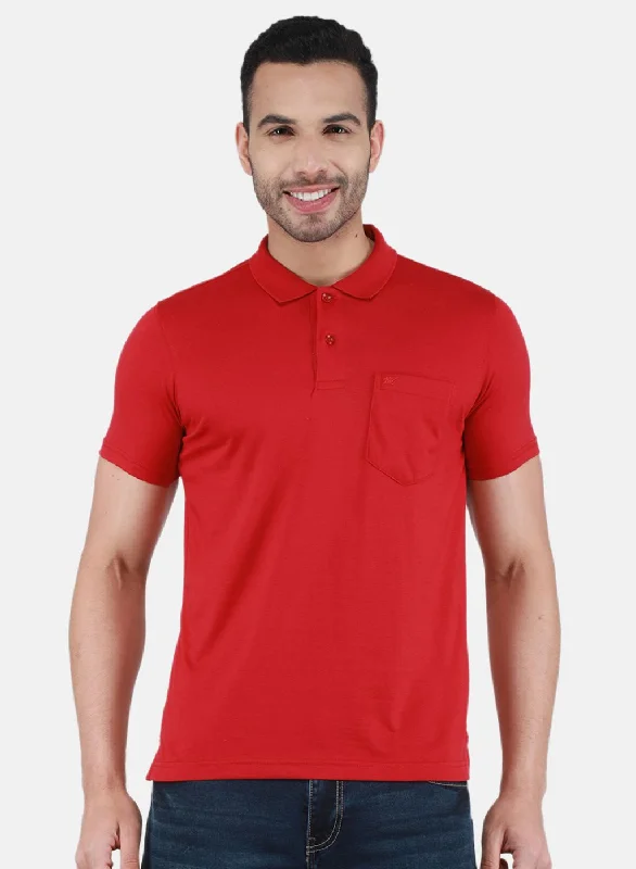 trendy and stylish short sleeve t-shirts for men -Men Red Solid T-Shirt