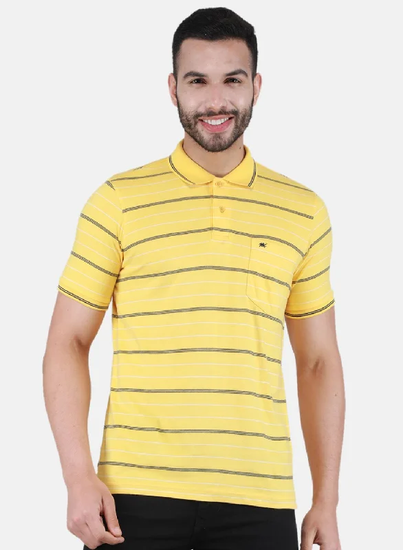 men’s versatile short sleeve t-shirts -Men Yellow Printed T-Shirt