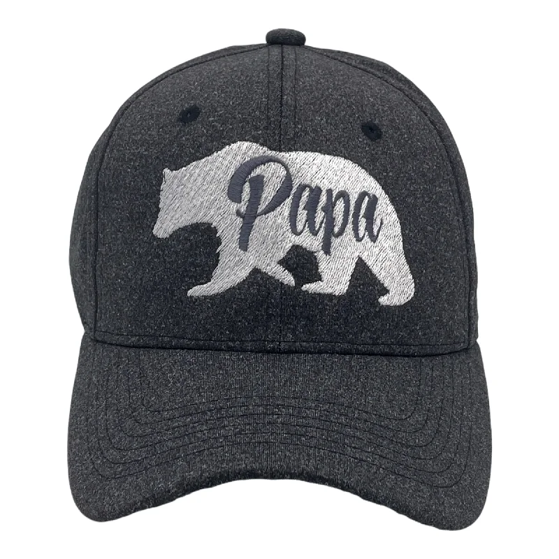 Men's gamer shirts-Papa Bear Hat Funny Cool Fathers Day Grizzly Baseball Cap