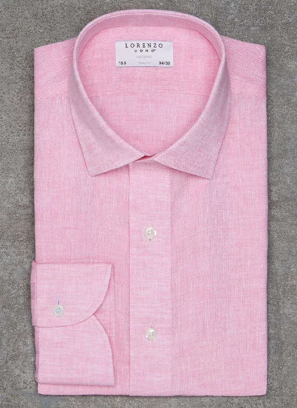 Men's paisley shirts-Alexander in Pink Linen Shirt