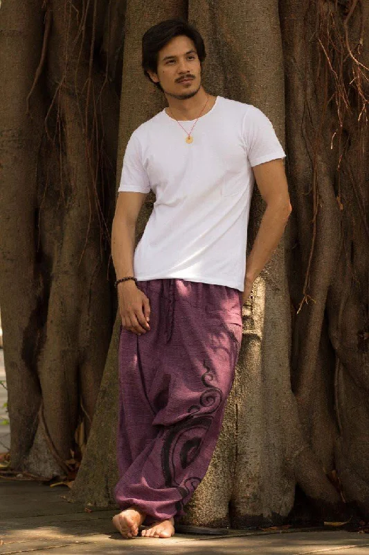 Men's pants for stocky builds-Purple Tribal Pants