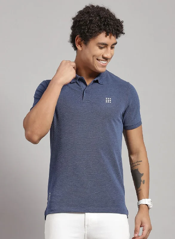 stylish and trendy short sleeve t-shirts for men -Men Blue Solid T-Shirt