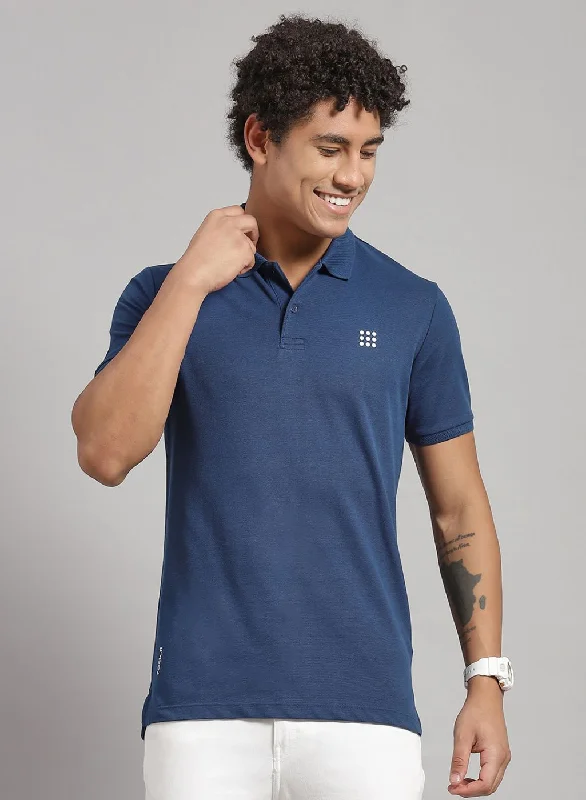 casual and comfortable short sleeve shirts for men -Men NAvy Blue Solid T-Shirt