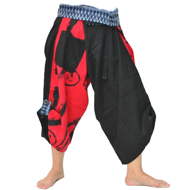 Men's pants for dusk outings-Samurai Pants Yoga Pants Men Women Unique Pants Black Red