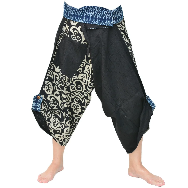 Men's pants for frosty climates-Samurai Pants Yoga Pants Ninja Pants Men Women Black Gray pattern