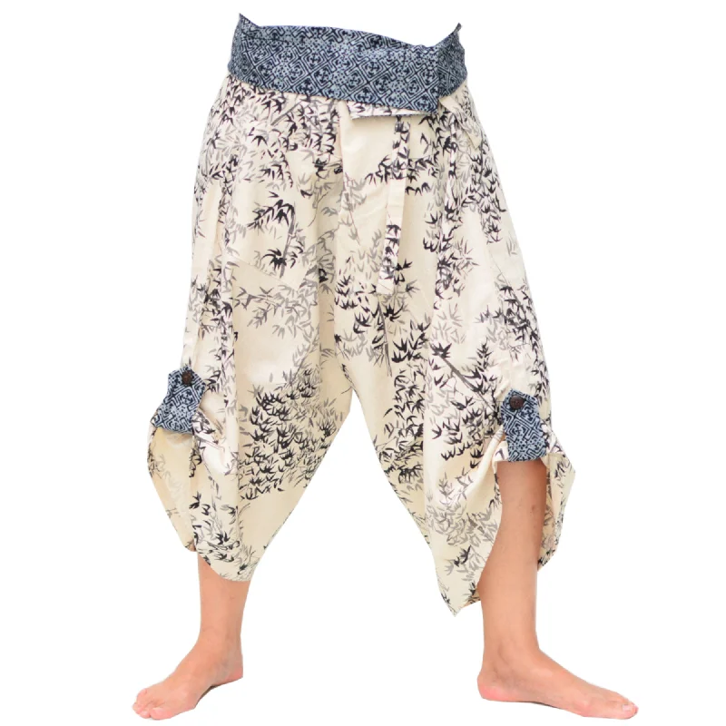 Men's pants with loose design-Samurai Pants Yoga Pants Ninja Pants Men Women Unique Pants Beige