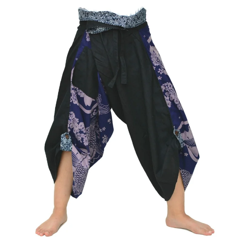 Men's pants with thin comfort-Samurai Pants Yoga Pants Ninja Pants Men Women Unique Pants Black Blue