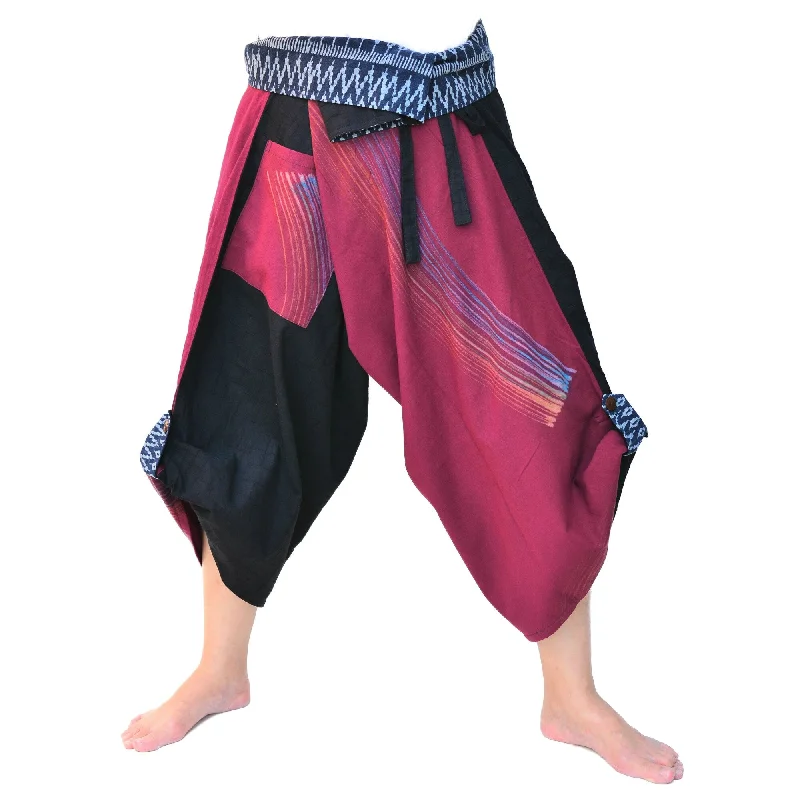 Men's pants for town tones-Samurai Pants Yoga Pants Ninja Pants Men Women Unique Pants Black Red