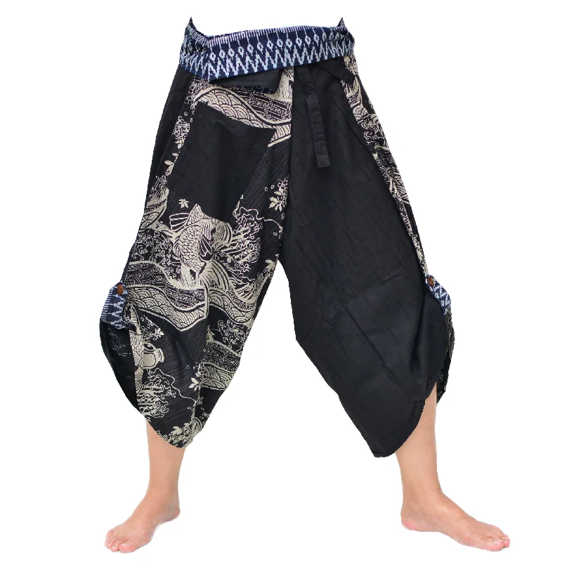 Men's pants indigo shade-Samurai Pants Yoga Pants Ninja Pants Men Women Unique Pants Black