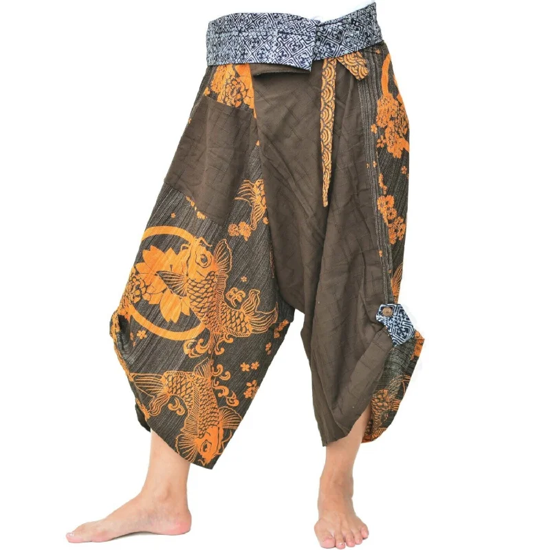 Men's pants for mellow style-Samurai Pants Yoga Pants Ninja Pants Men Women Unique Pants Brown