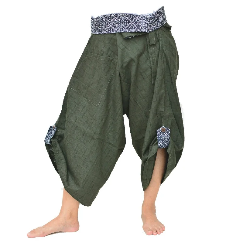 Men's pants extra large-Samurai Pants Yoga Pants Ninja Pants Men Women Unique Pants Olive Green