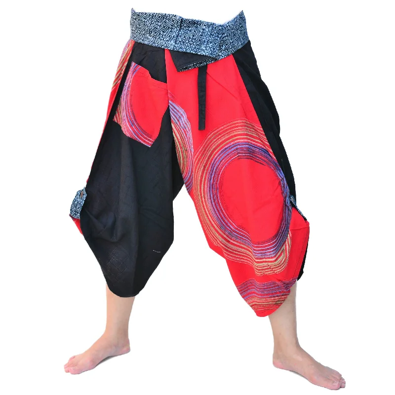 Men's pants with thin fabric-Samurai Pants Yoga Pants Ninja Pants Men Women Unique Pants Red Black