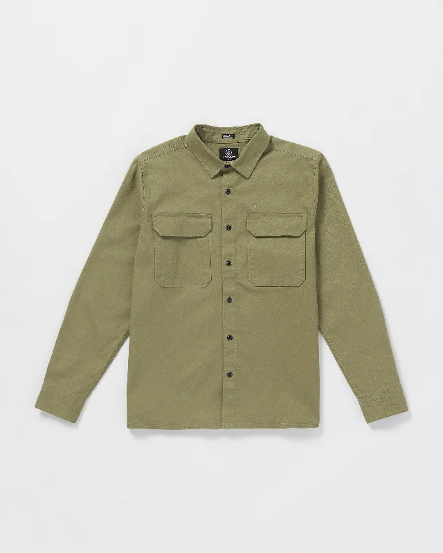 Men's pants with low-key comfort-Servicestone Workshirt Long Sleeve Shirt - Thyme Green