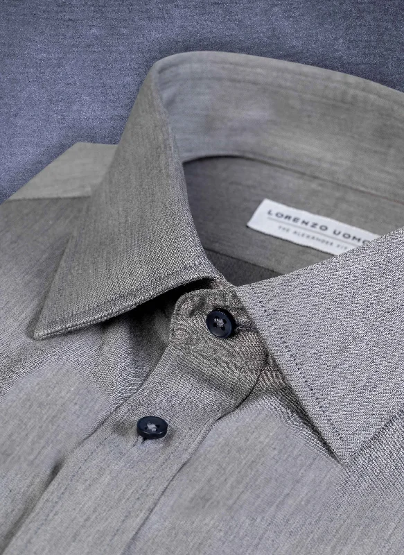 Men's engineer shirts-Alexander in Silver Mélange Twill Shirt