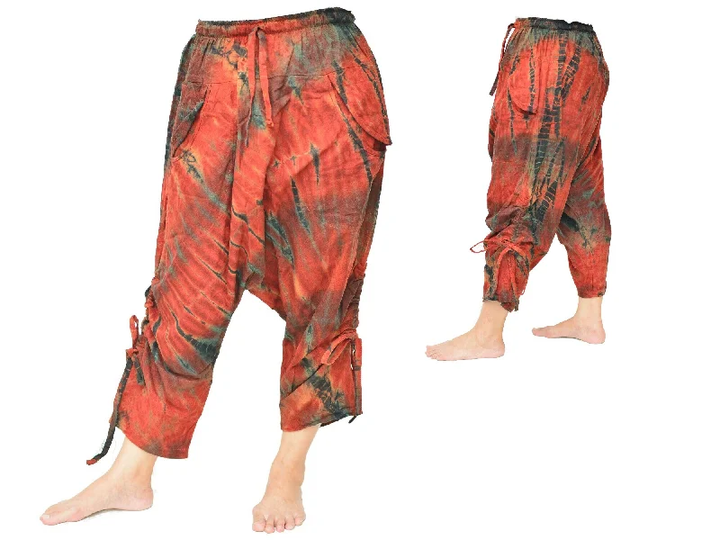 Men's pants with new vibes-Tie Dye Goa Hippie Pants 3/4 length Men Women