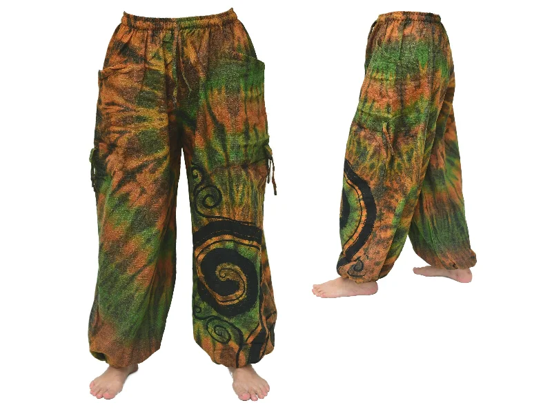 Men's pants with refined look-Tie Dye Harem Pants Yoga Pants Men Women adjustable length