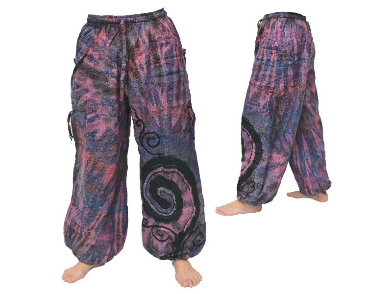 Men's pants with back pockets-Tie Dye Harem Pants Yoga Pants Men Women adjustable length