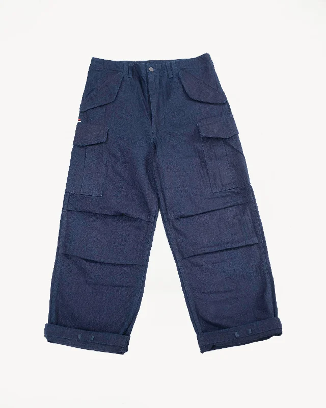 Men's pants for regular comfort-TNK305IDID - Herringbone M65 Pants - Indigo x Indigo