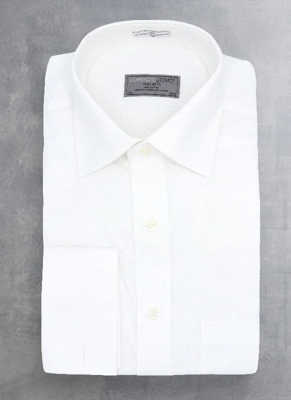 Men's back-vent shirts-William in White Solid Oxford French Cuff Shirt