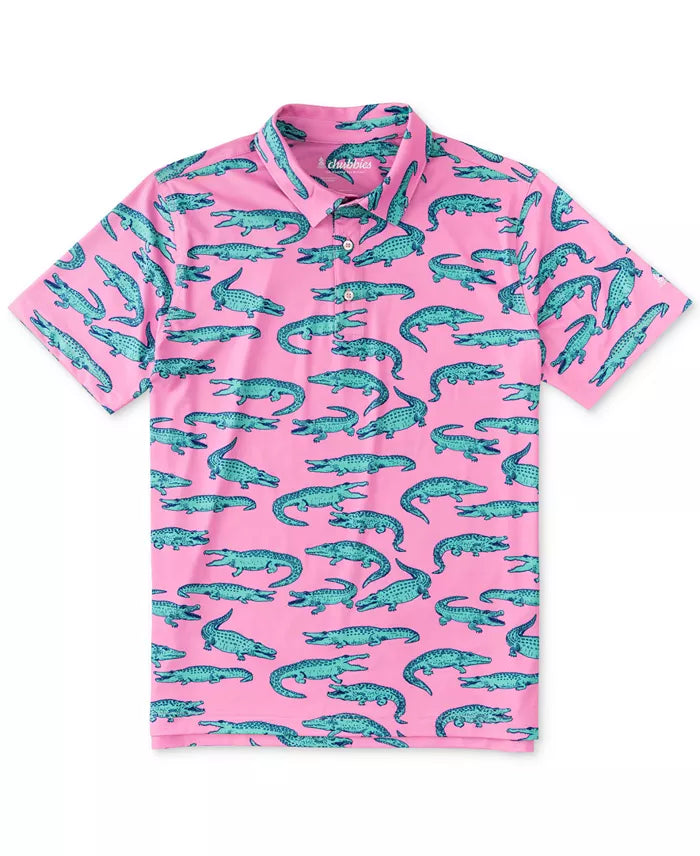 affordable short sleeve shirts for hot weather -Chubbies The Glade Performance Polo Shirt - Pink