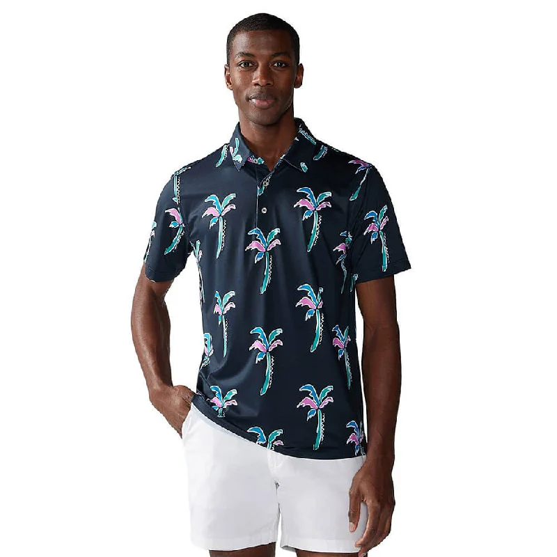 lightweight and breathable short sleeve t-shirts -Chubbies The Havana Night Performance Polo Shirt - Black - Pattern Base (Plaids)