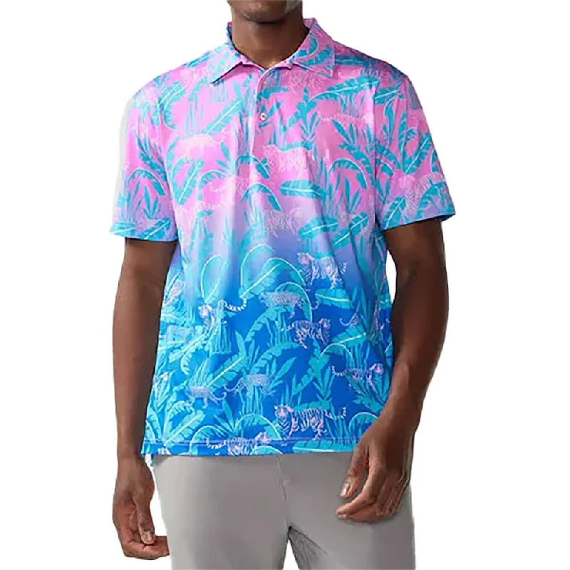 cool and casual short sleeve shirts for men -Chubbies The Hydrofoil Performance Polo Shirt - Bright Pink